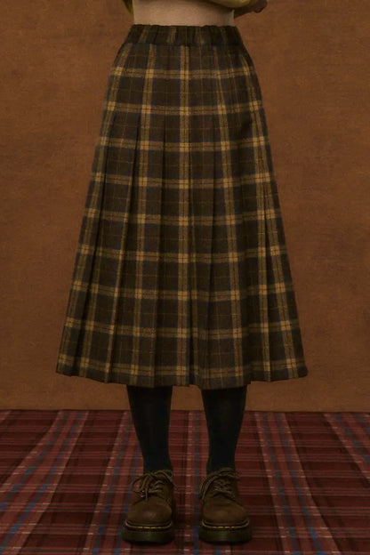 Winter Woolen Plaid Skirt