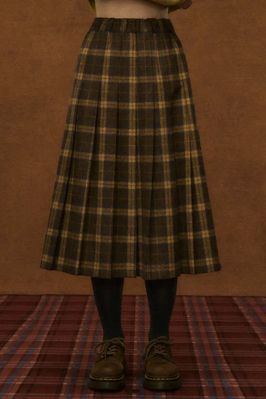 Winter Woolen Plaid Skirt