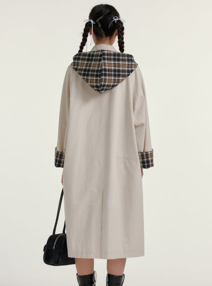 Loose Lapel Plaid Jointing Coat