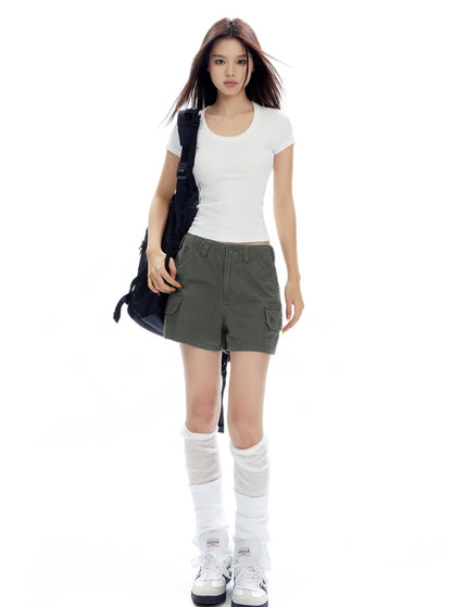 Multi-Pocket Casual Straight Shorts Pants