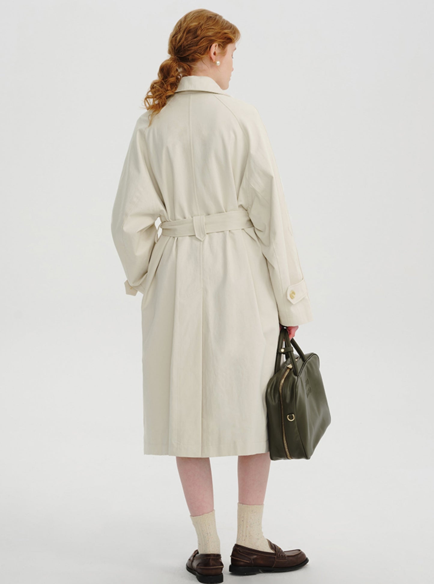 Mid-length trench thin temperament coat