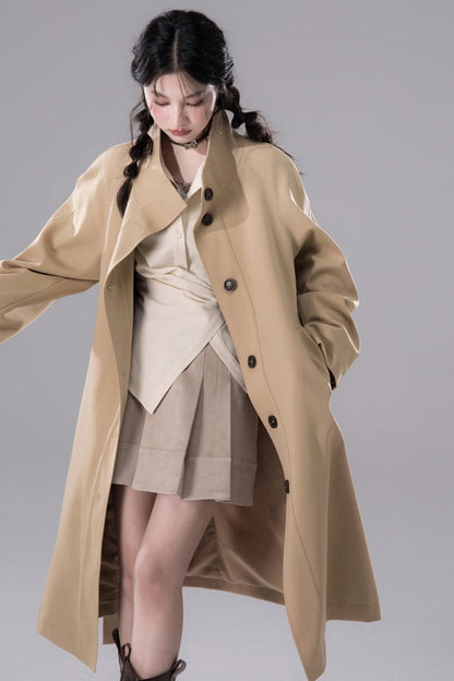 Lilac Khaki Chimney Neck Trench Coat