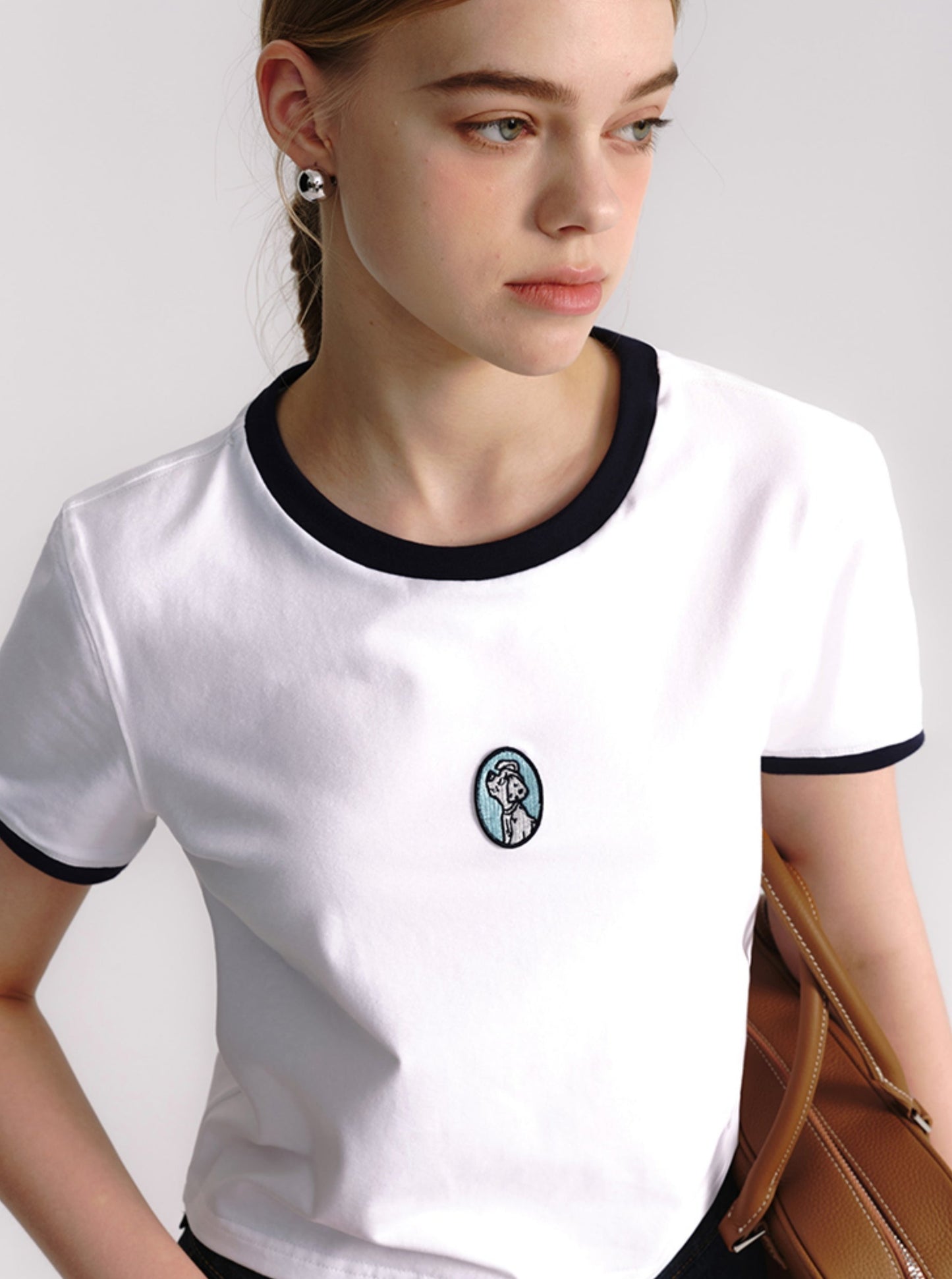 Contrast Cotton Embroidered T-Shirt