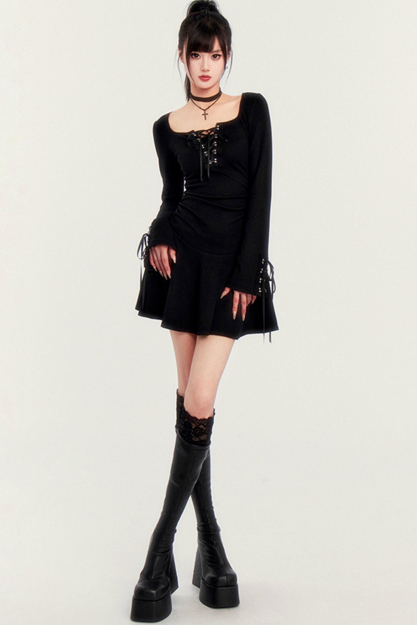 Square Neck Fitted Court Dress