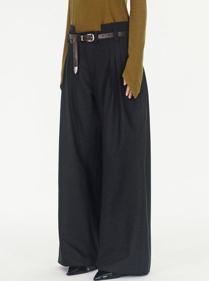 pleated wide-leg suit pants