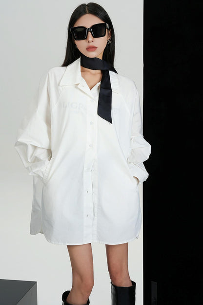 Loose Lapel Cotton Long Sleeve Shirt