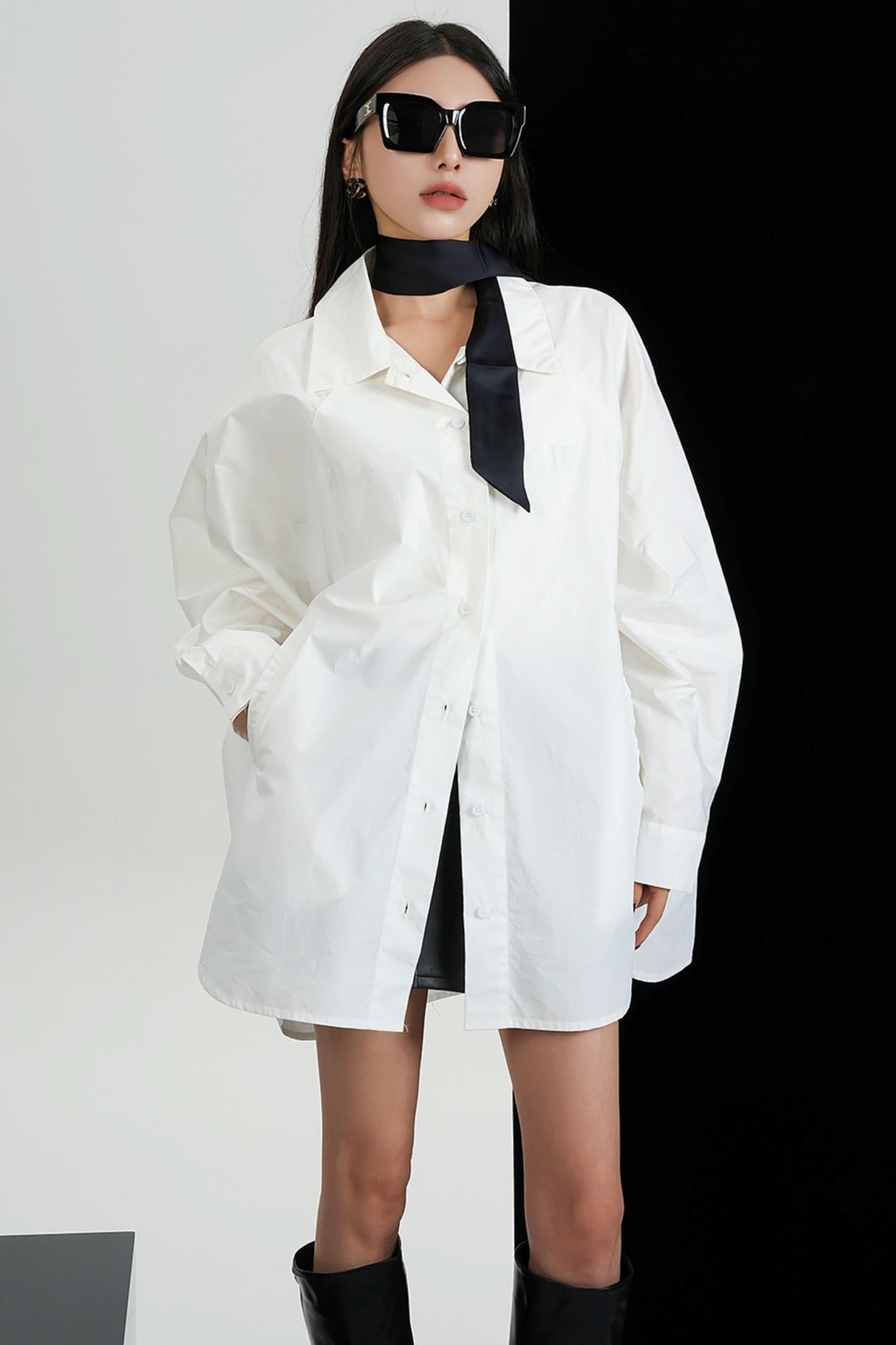 Loose Lapel Cotton Long Sleeve Shirt