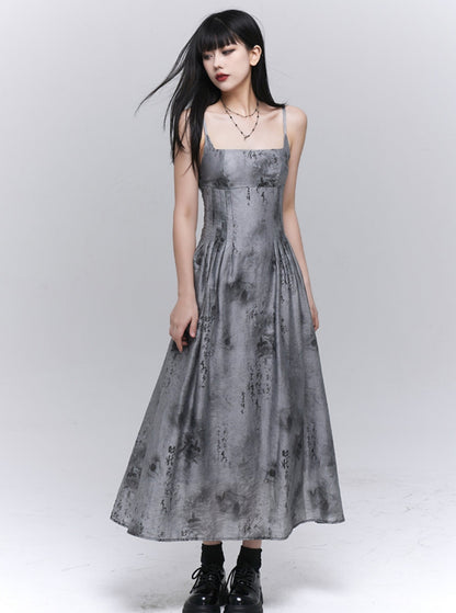 Ghost Girl 2024 Sommerkleid New Chinese Women's Gray Slip Dress Women's High-End Cool Wear