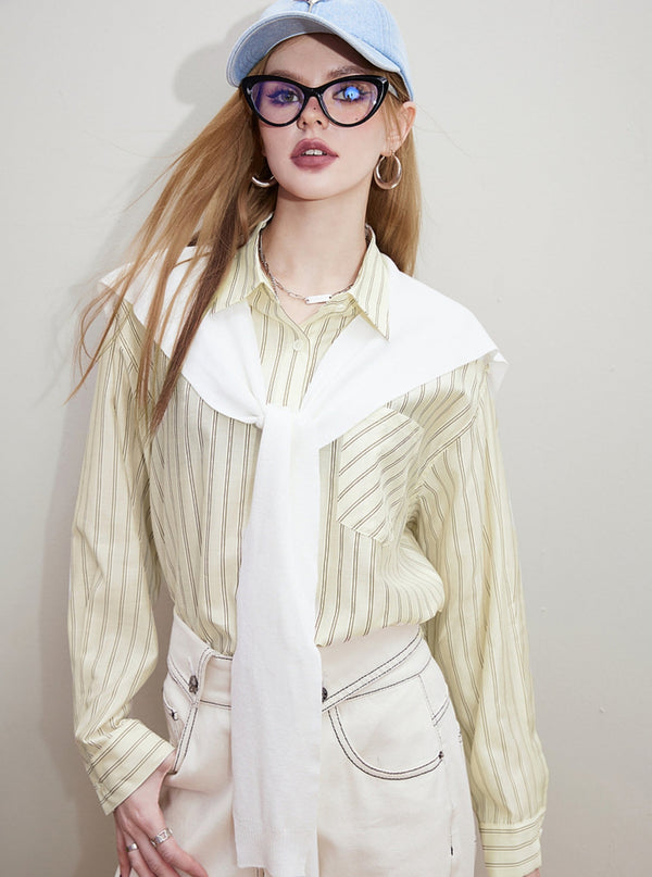 Free Shawl Casual Striped Shirt