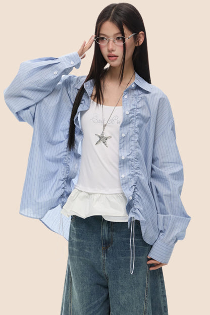 Loose Fit Gathered Shoulder Shirt