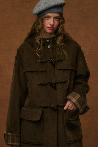 Winter Grey Horn Button Tweed Coat