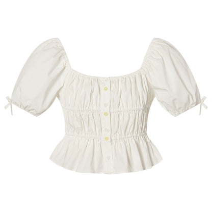 Ruffled Square-Collar Blouse