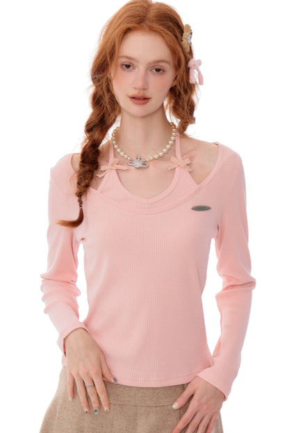 Halterneck Bow Knitted Base Layer