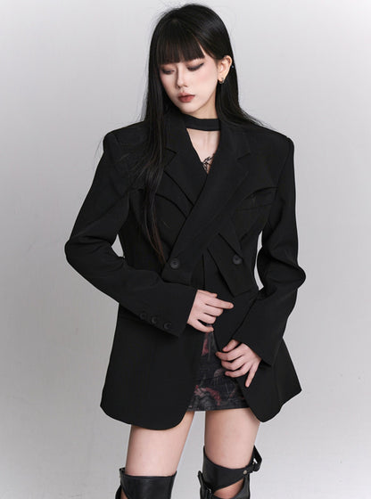 High-End Niche Black Blazer Coat