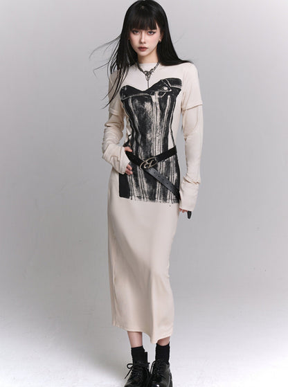 Off-White Knitted Coat Dress