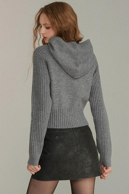 Hooded Wool Turtleneck Sweater