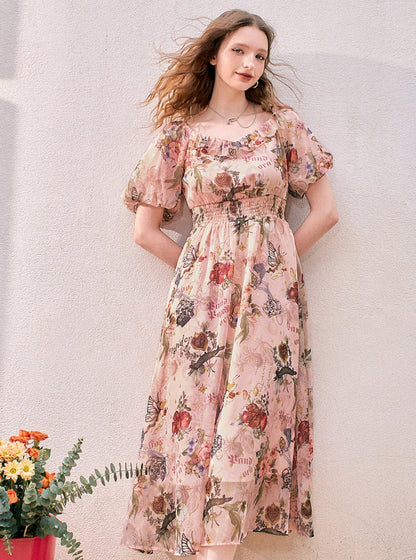 Puff Sleeve Floral Dress
