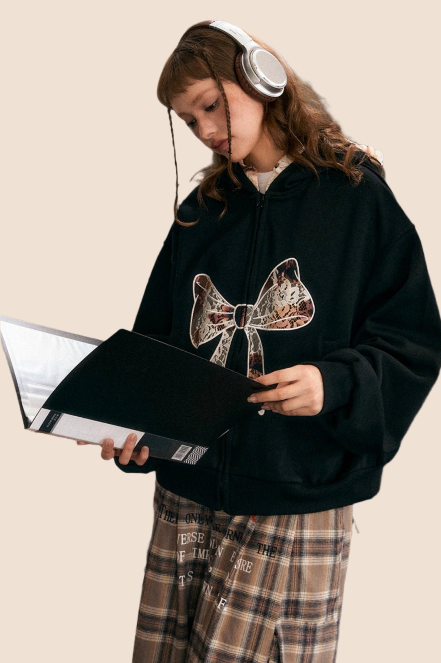 Retro Print Hooded Sweatshirt Cardigan Jacket main image 0