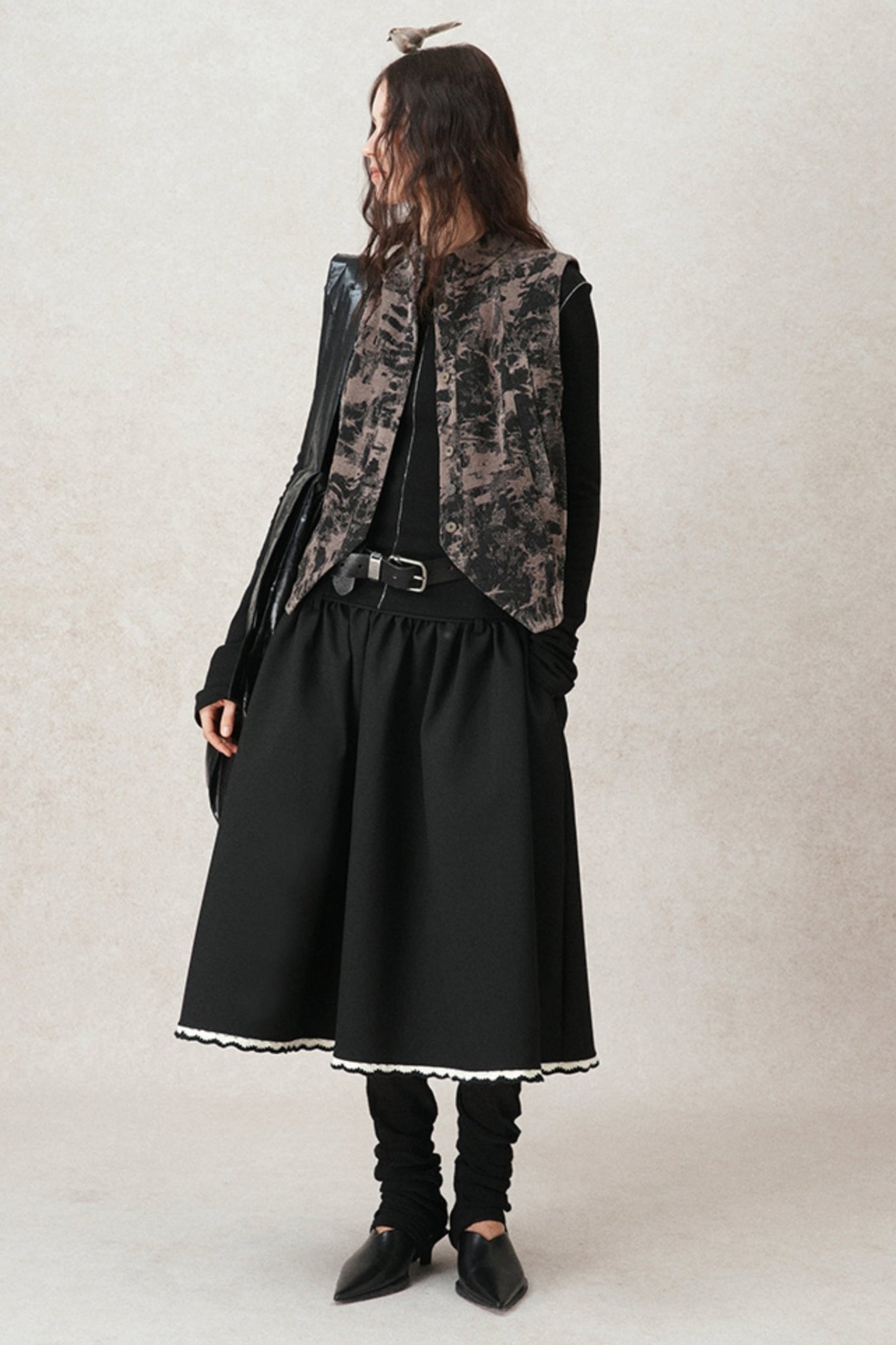 Kontrastierende Häkel-A-Linien-Puff-Rock 