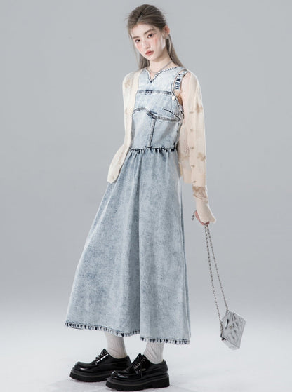 Snowflake Blue Denim Dress Set-Up