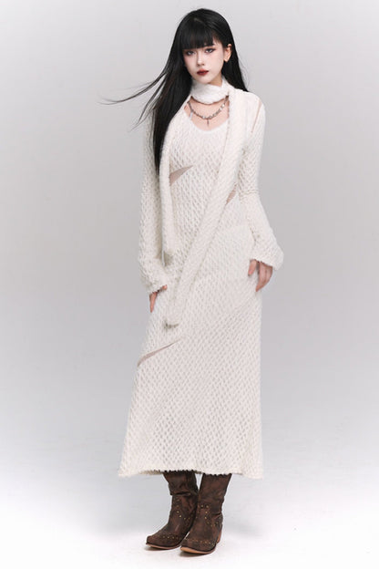 Ghost Girl White Long-sleeved Dress Autumn and Winter Hot Girls Pure Lust Style, High-end Wear, Korean Atmosphere, Early Autumn