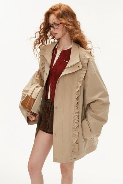 Khaki Fungus Edge Trench Coat