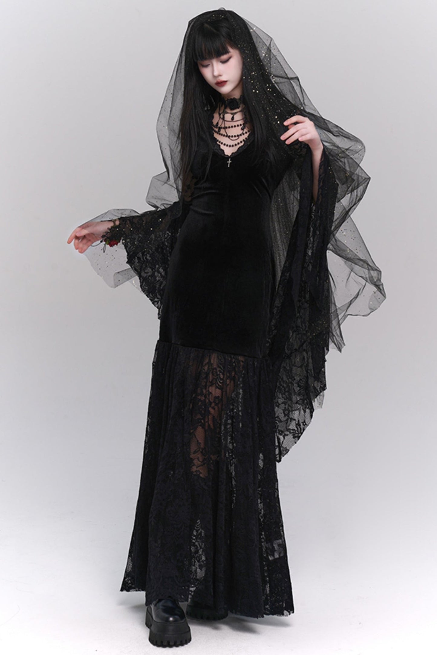 Ghost Girl, Dark Girl, Frauen Gothic, Französisches Vintage Kleid, Halloween Kostüm, Subkultur tragen