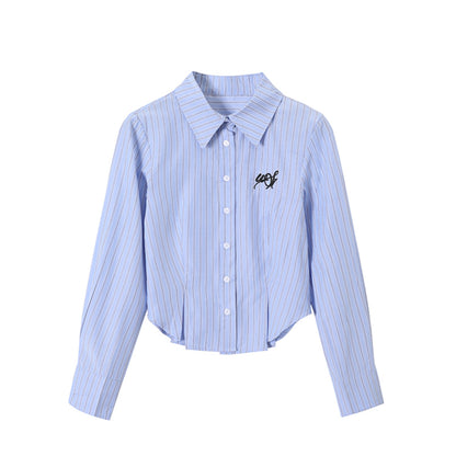 Striped Embroidered Blue Stripe Shirt
