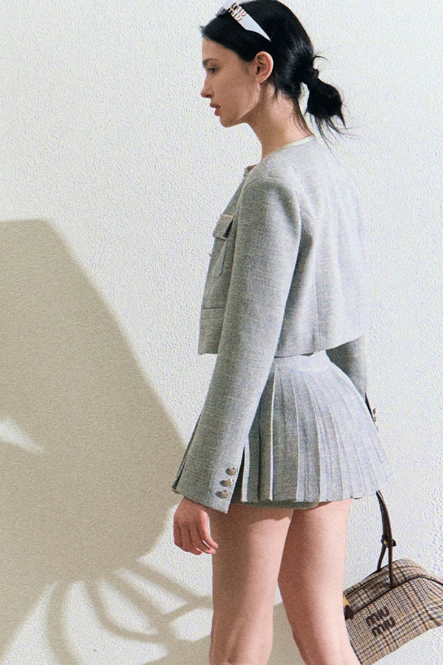 Linen Coat And Pleated Skirt Set-Up