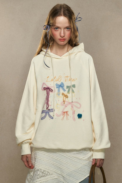 Bow Print Hooded Sweatshirt