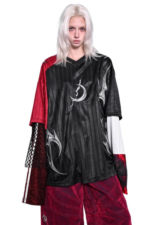 재조합 스티칭 Y3K 티셔츠 