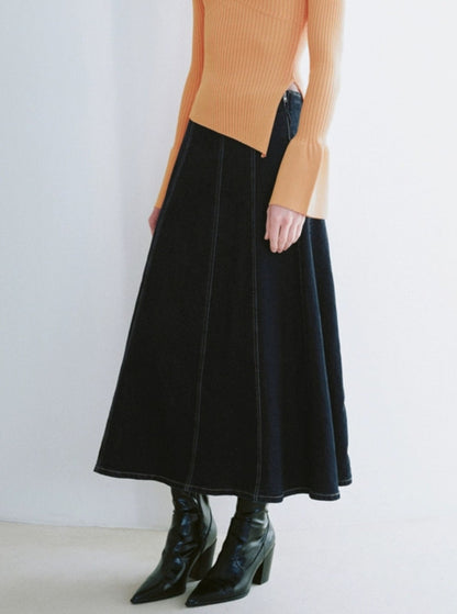 Charm A-Type Long Denim Skirt