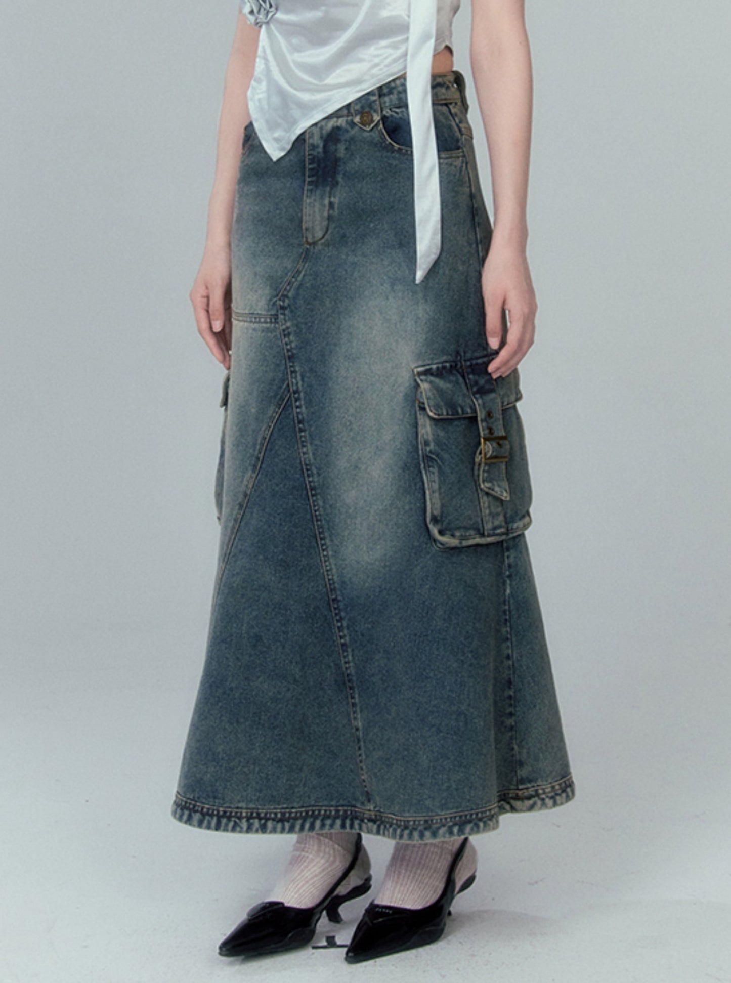 Cotton A-line maxi skirt
