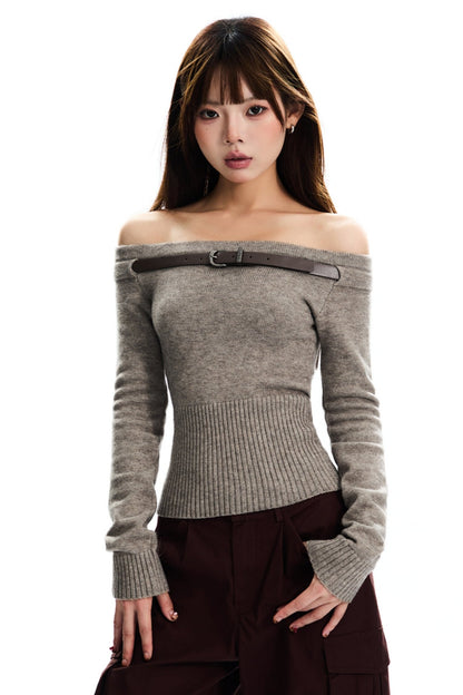 Premium Detachable Belt Sweater Top