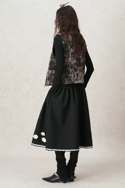 Kontrastierende Häkel-A-Linien-Puff-Rock 