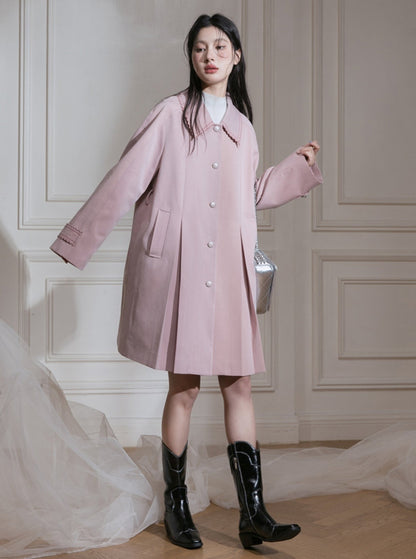 pleated small A-shaped trench coat