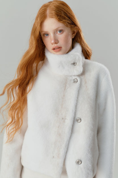 WHITE MINK FUR SHORT COAT