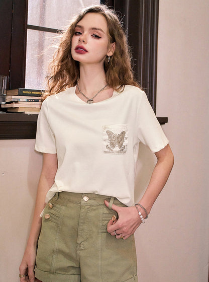 Butterfly Embroidery T-Shirt