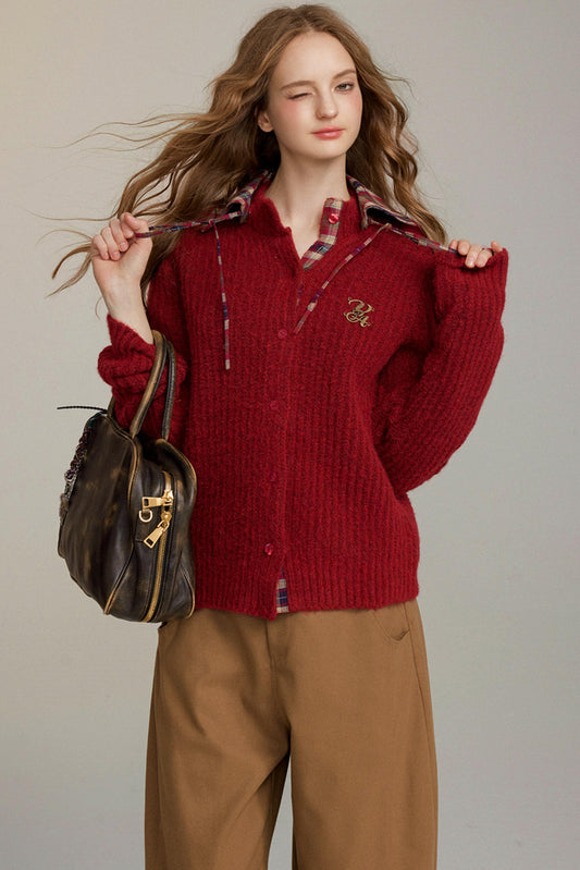 Stitched Plaid Wool Top