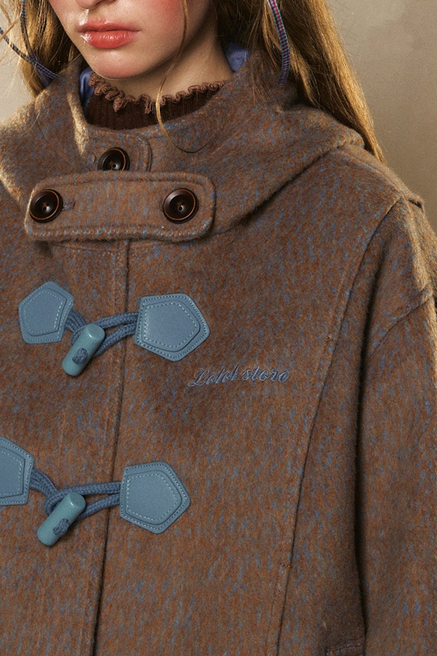 Preppy Hooded Horn Button Jacket