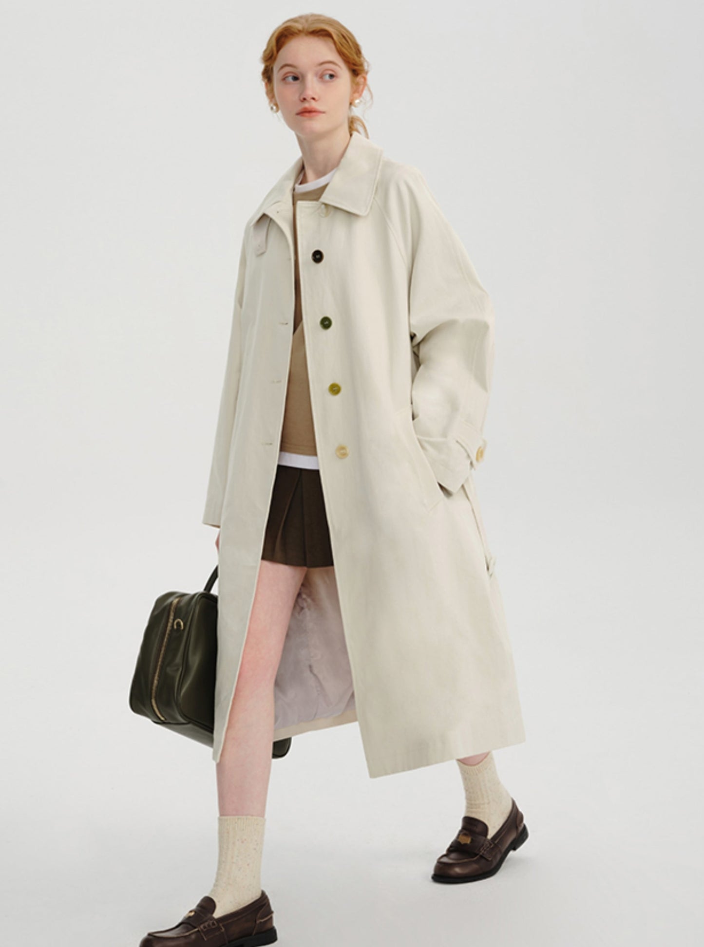 Mid-length trench thin temperament coat