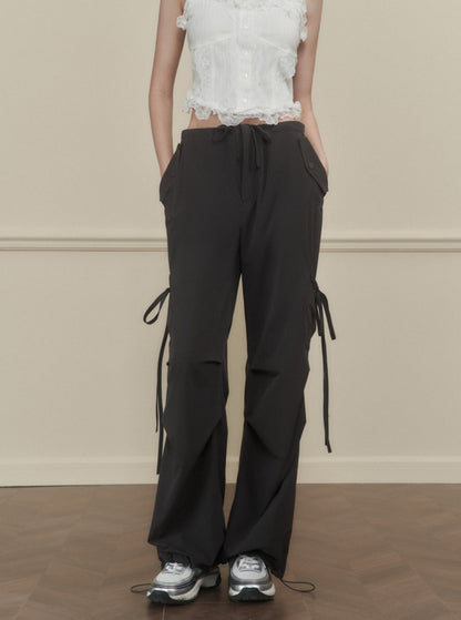 Bow Stitched Double Waist Pants