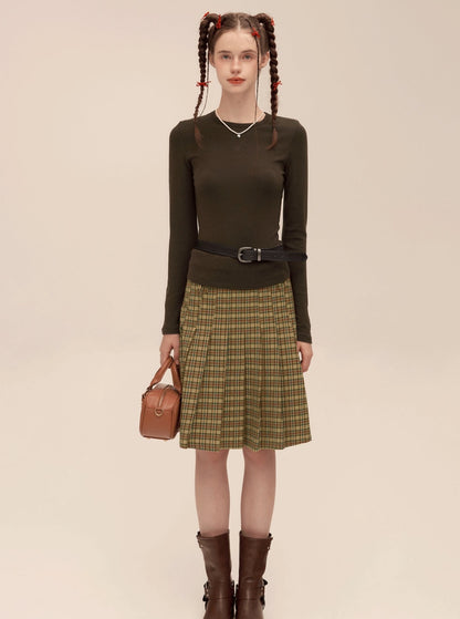 Retro Love Stud Pleated Skirt