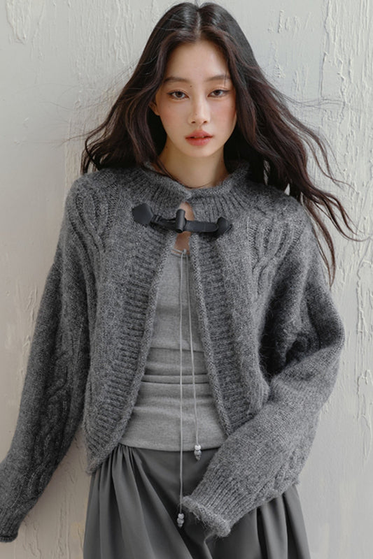 Cable Knit Wool Cardigan Jacket