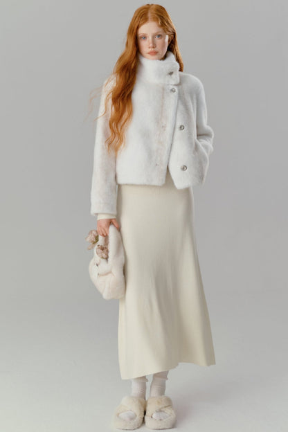 White Mink Fur Short Coat