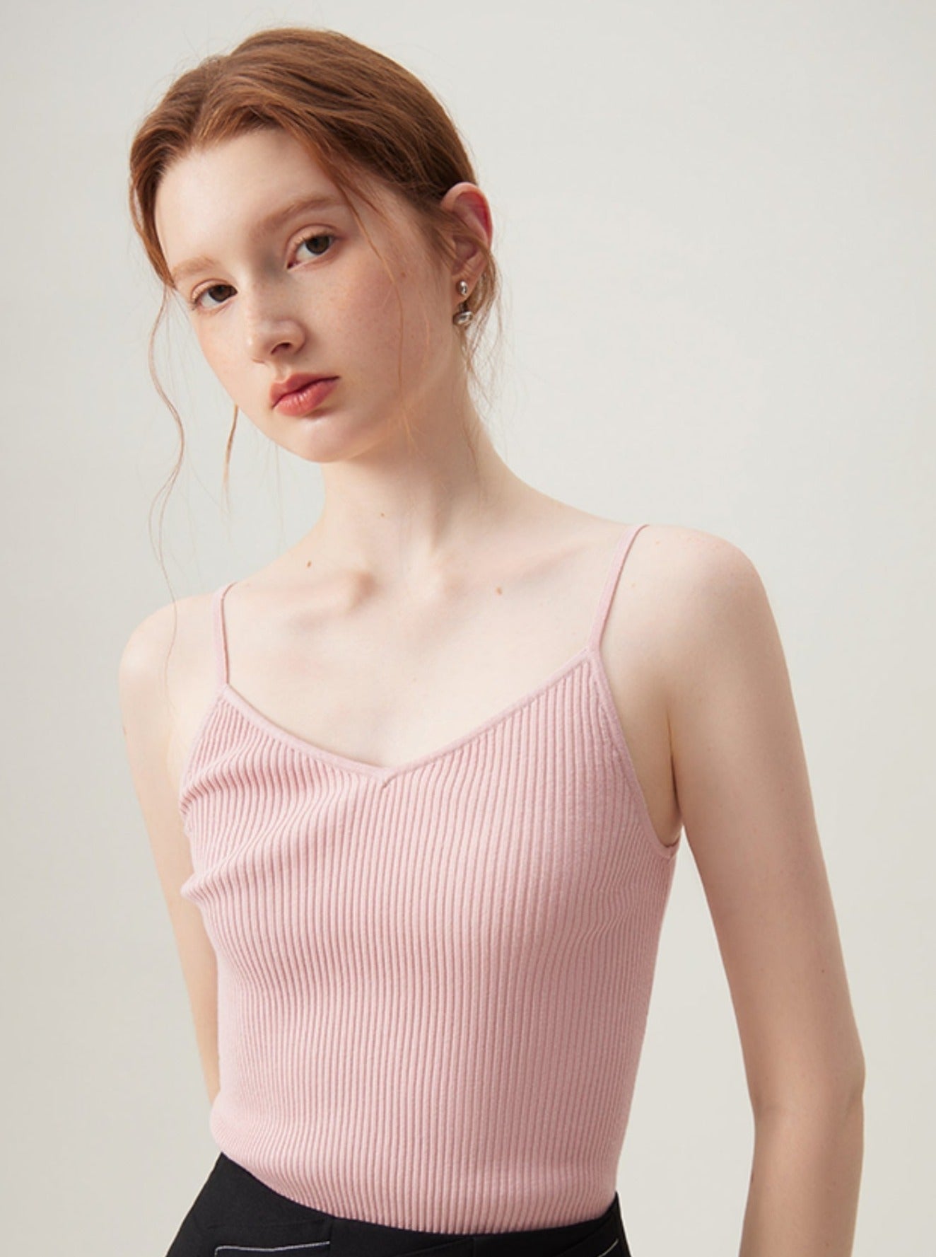 Pink Knitted Vest Cardigan Set