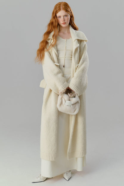 Wool Lapel Long Cardigan Jacket