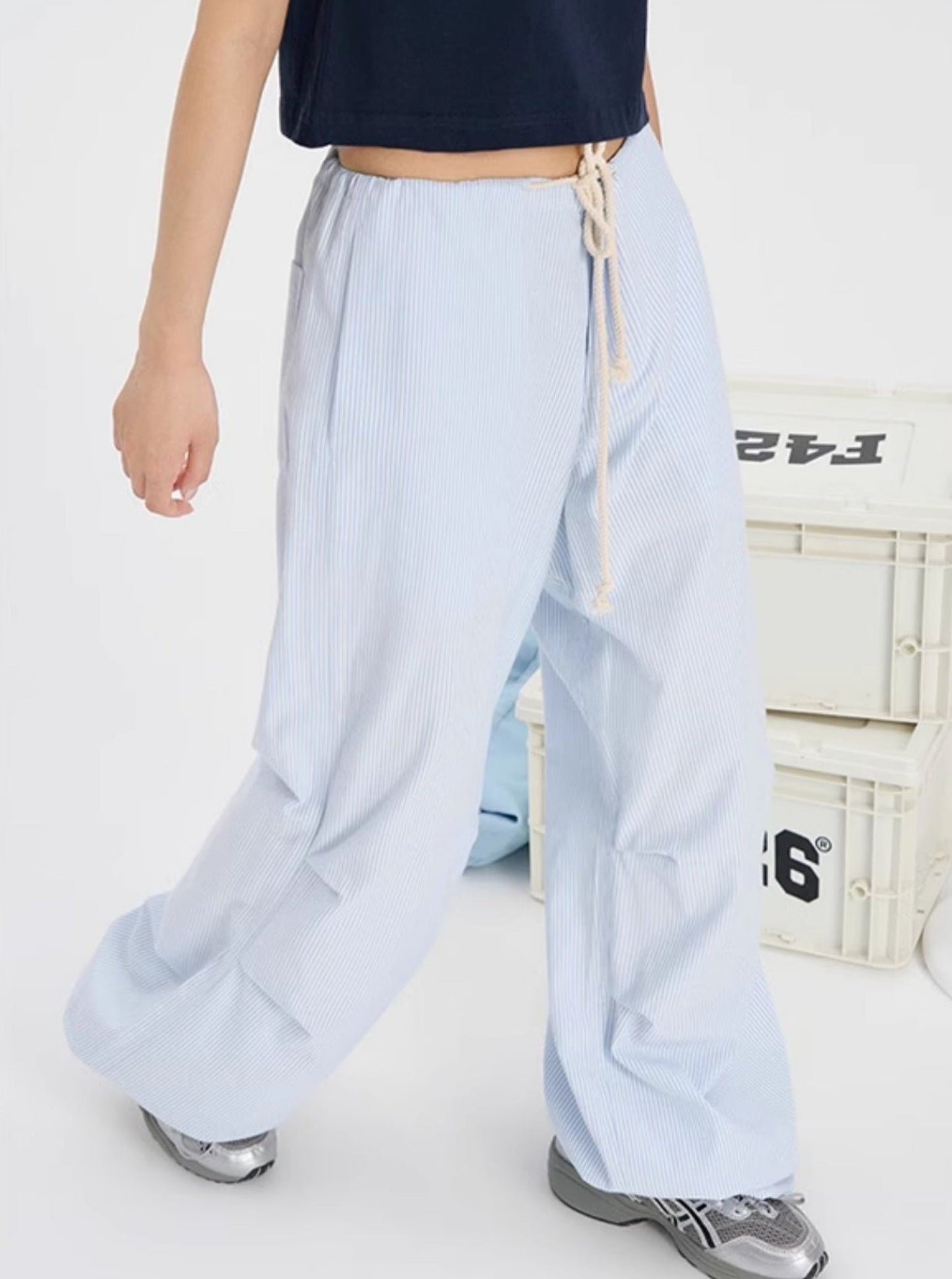 Loose Summer Vertical Stripe Slacks Pants