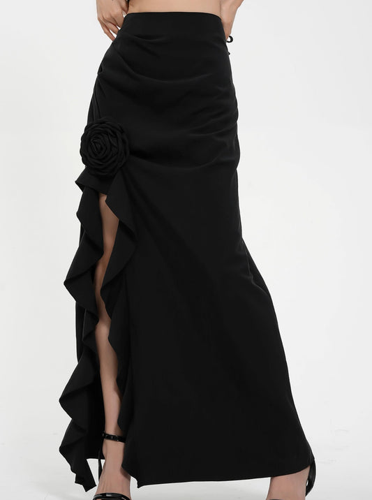 Irregular Black Summer Maxi Skirt