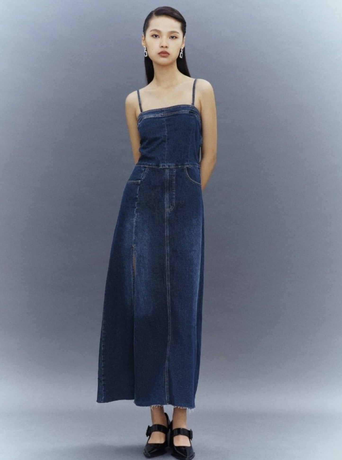 Slim Slim Slit Denim Kleid